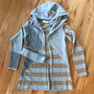Hooded grey Lambswool Anthropologie cardigan